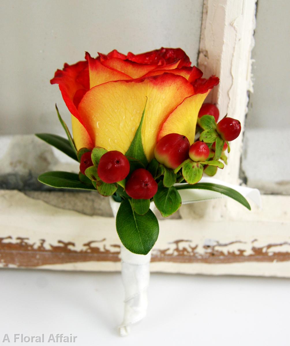BF0634-Circus Rose and Berry Boutonniere
