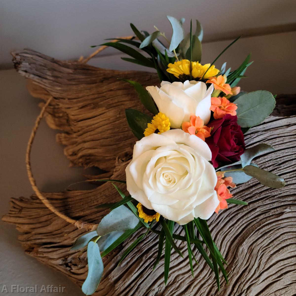 BF0818-Burgundy and Orange Flower Girl Halo