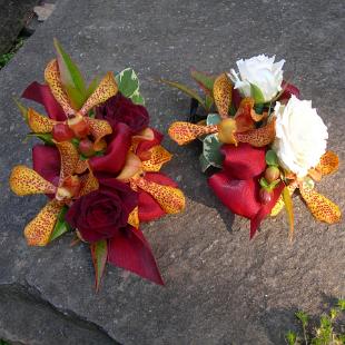 BF0357-Apple Red and Gold Corsages