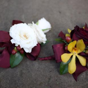BF0459-Burgundy, Ivory and Gold Corsage