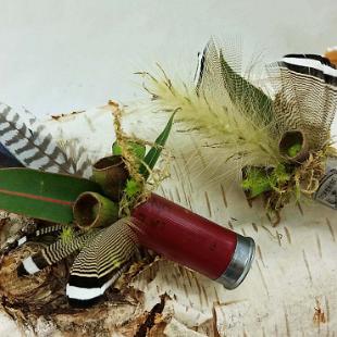 BF0744-Shot Gun Shell Boutonnieres with Duck Feathers