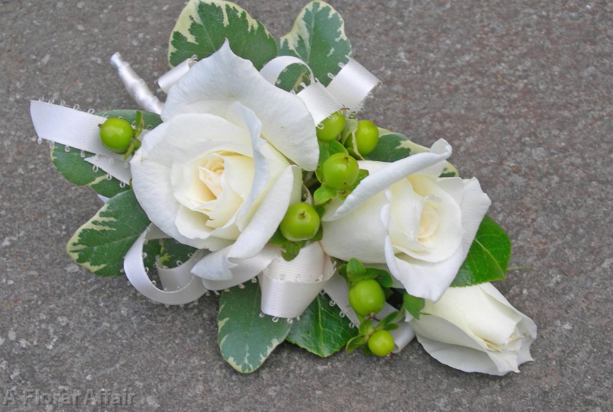 BF0349-White Rose Pin Corsage