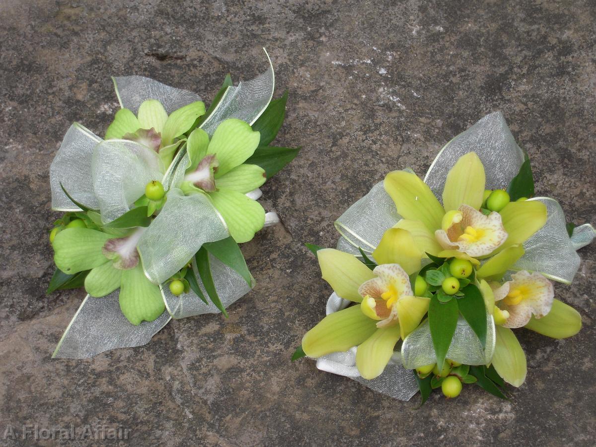 BF0377-Mothers Green Orchid Corsages