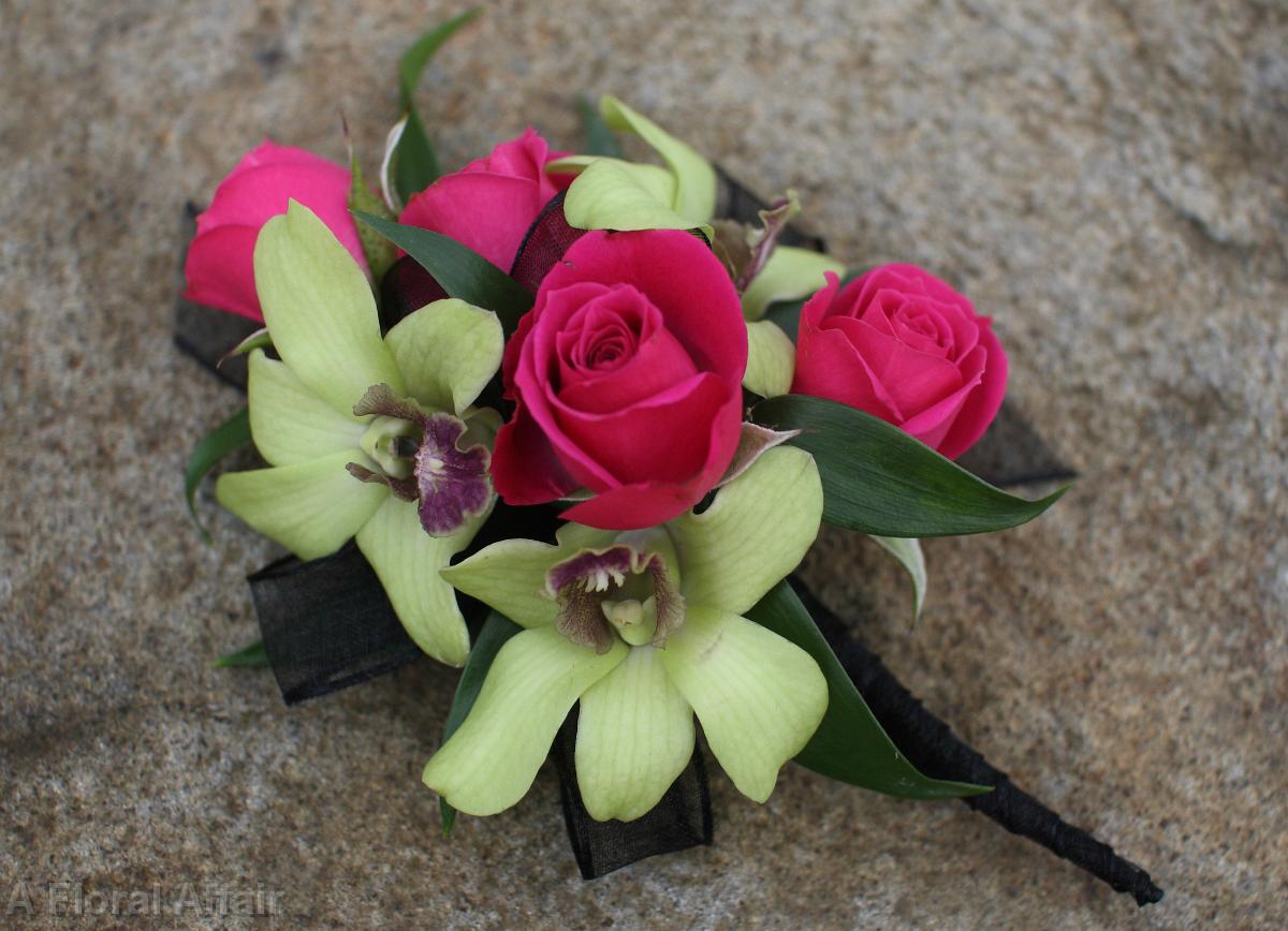 BF0477-Green and Pink Corsage