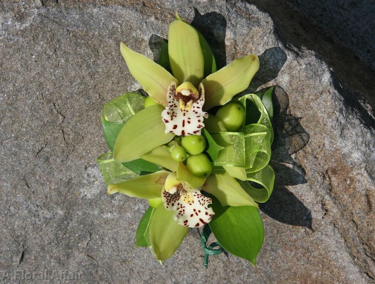 BF0568-Lime Green Cymbidium Orchid Corsage