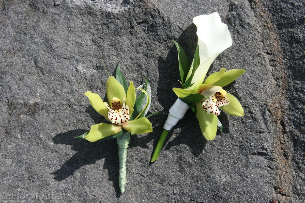 BF0570-Green Yellow Cymbidium Orchid Boutonnieres