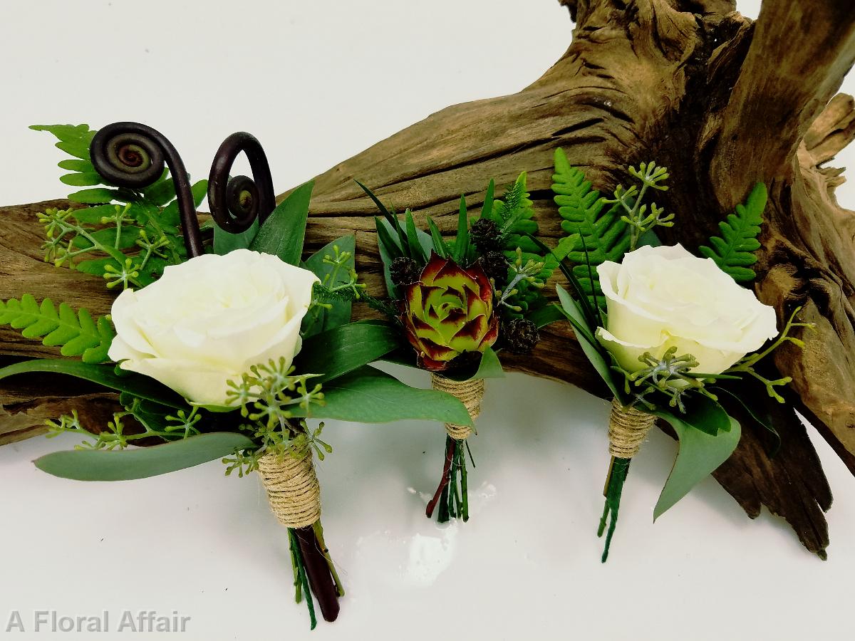 BF0761-Fern and Succulant Boutonnieres