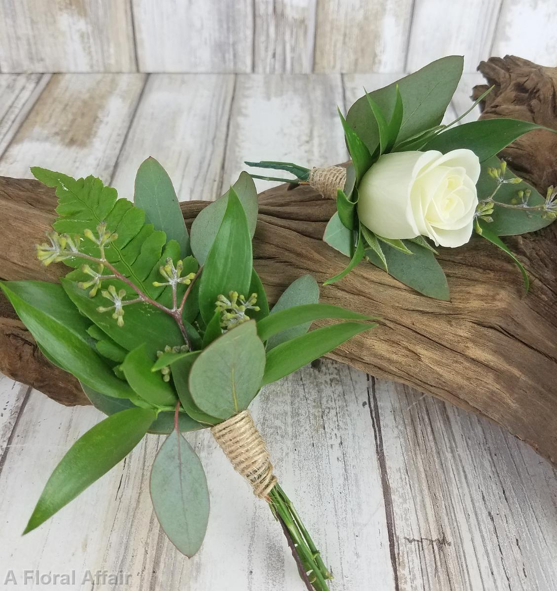 BF0767-Natural Greenery Boutonniere's