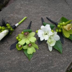 BF0364-Feather, Orchid and Mini Calla Boutonnieres