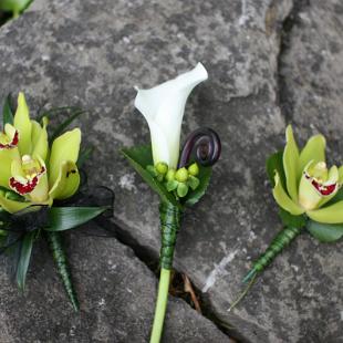BF0465-Modern Green White and Black Boutonnieres