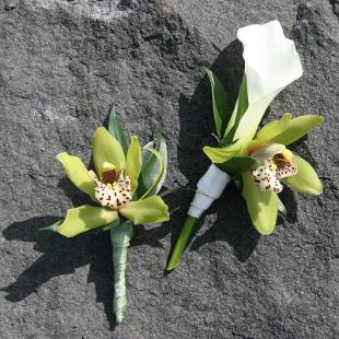 BF0570-Green Yellow Cymbidium Orchid Boutonnieres