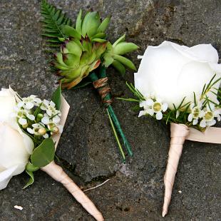 BF0589-Rustic Rose and Succulent Boutonnieres