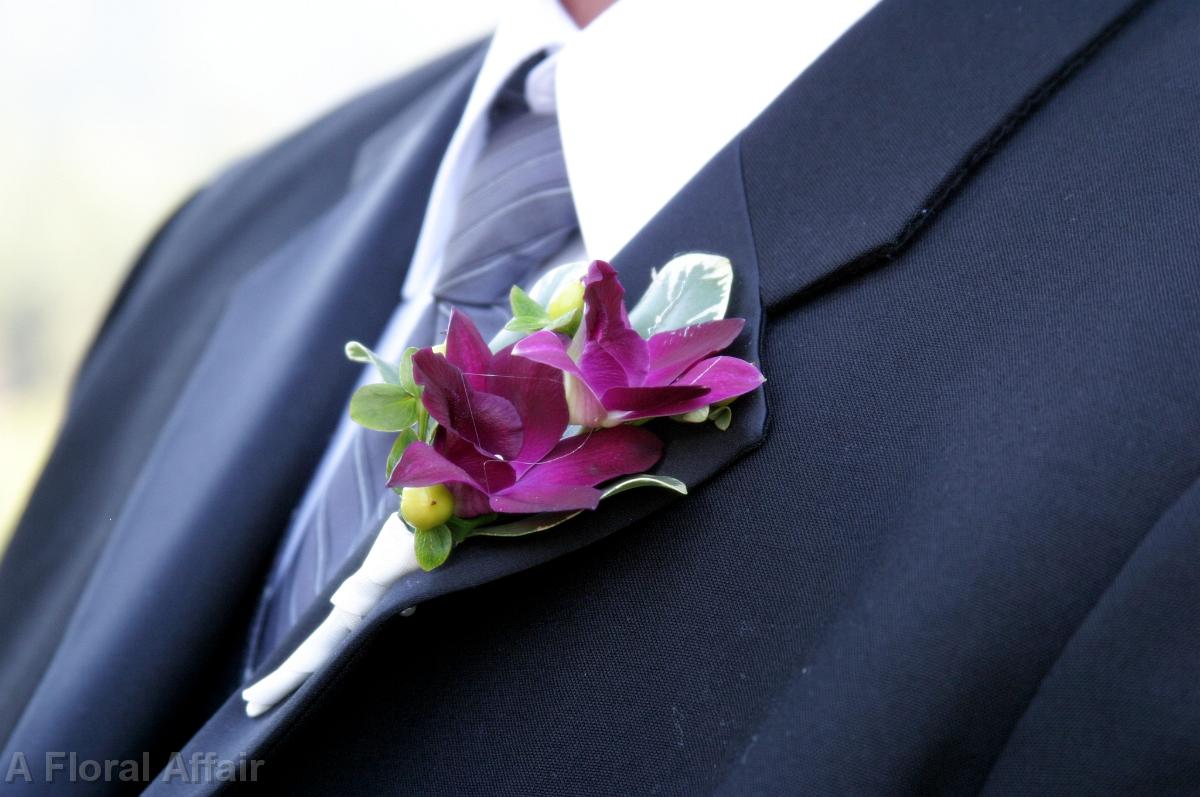 BF0103-Plum Orchid Boutonniere