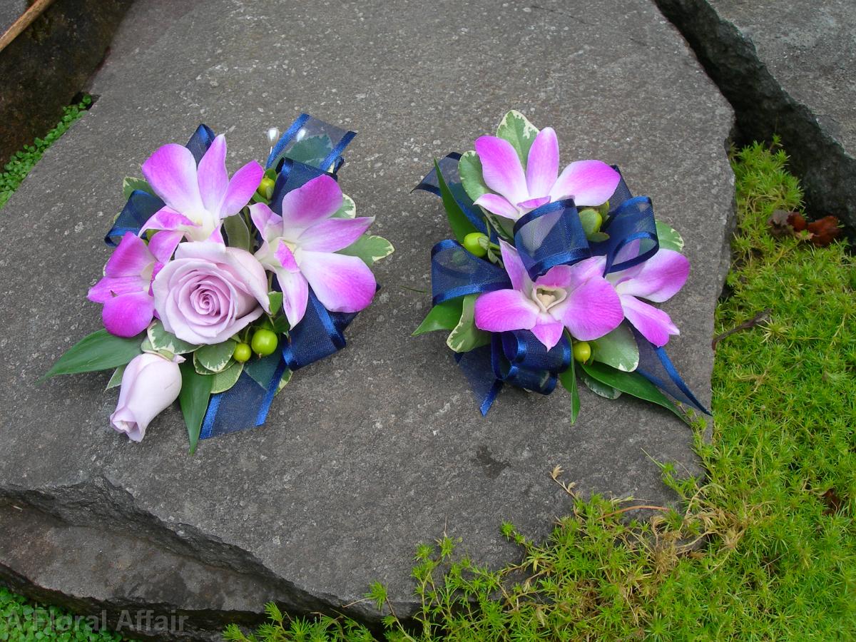 BF03-Blue and Wistera Corsages