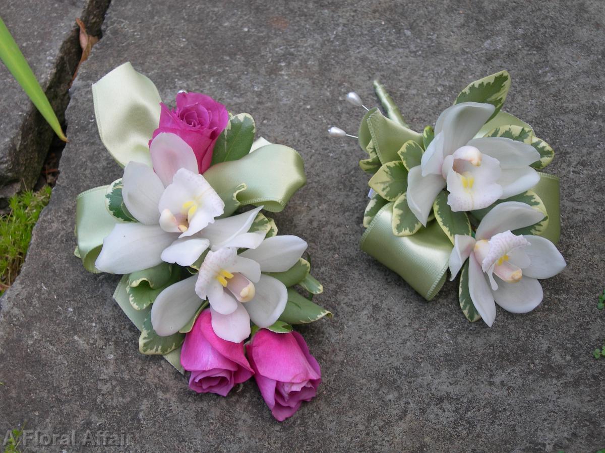 BF0346-Mini Cymbidium and Rose Corsages