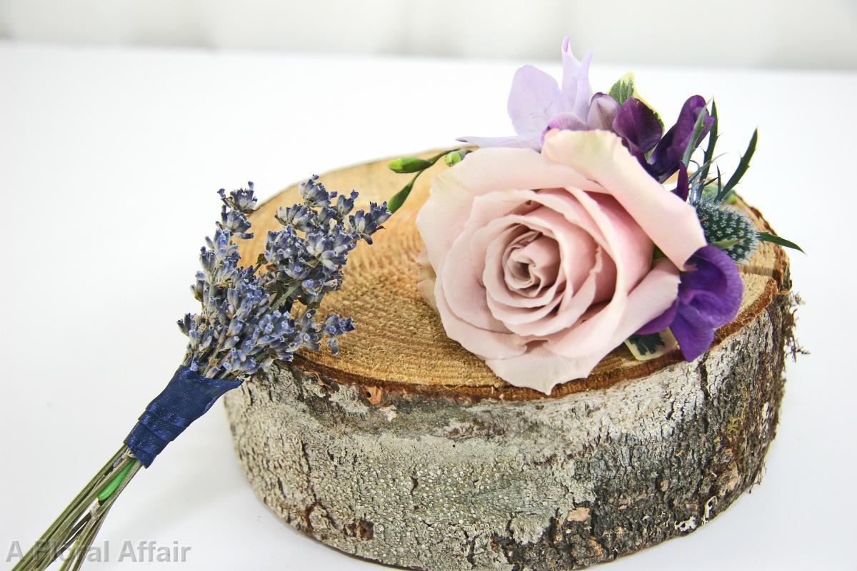 BF0593-Dried Lavender Boutonniere