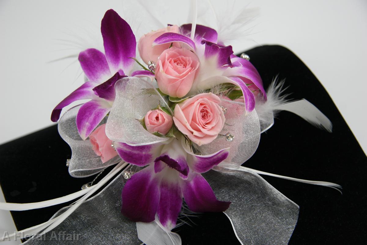 BF0618-Feather and Rhinestone Corsage