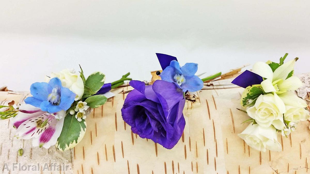 BF0741-Blue and Purple Mens Boutonniere's