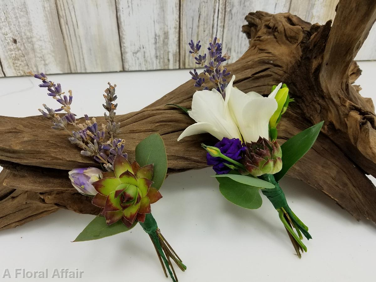 BF0758-Succulant and Lavender Boutonnieres