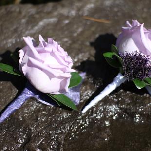 BF0450-Wistera and Eggplant Boutonniere