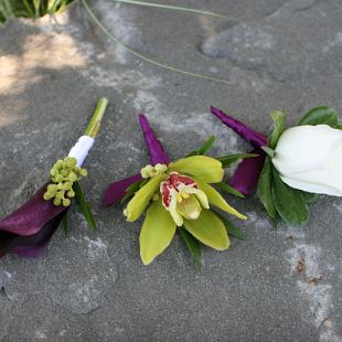 BF0512-Amethyst, Green and White Boutonnieres