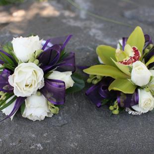 BF0513-Amethyst Green and White Corsages