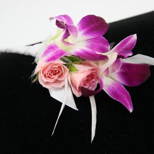 BF0617-Orchid and Feather Boutonniere