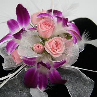 BF0618-Feather and Rhinestone Corsage