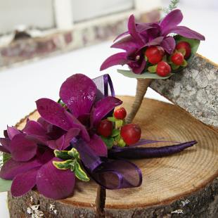 BF0620-Plum and Red Orchid Corsage
