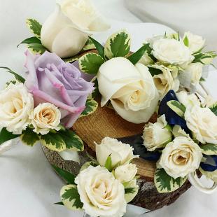 BF0657-Ivory and Lavender Boutonnieres and Corsages
