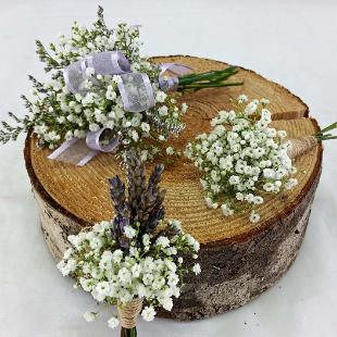 BF0680-Lavender and White Baby's Breath Boutonnieres