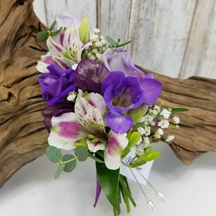 BF0753-Purple Freesia and Alstromeria Corsage