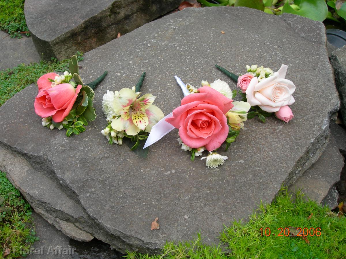 BF0128-Peach and Coral Corsages