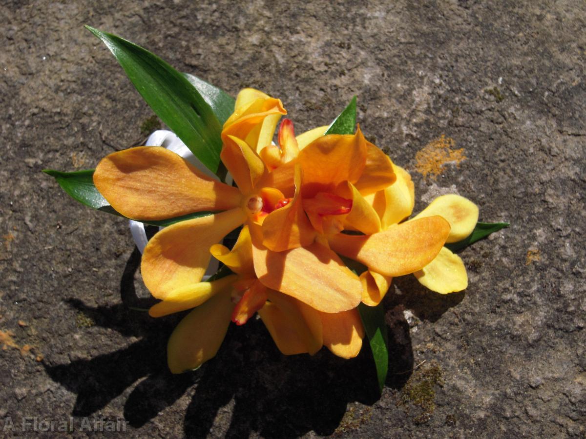 BF0428-Orange Orchid Wrist Corsage