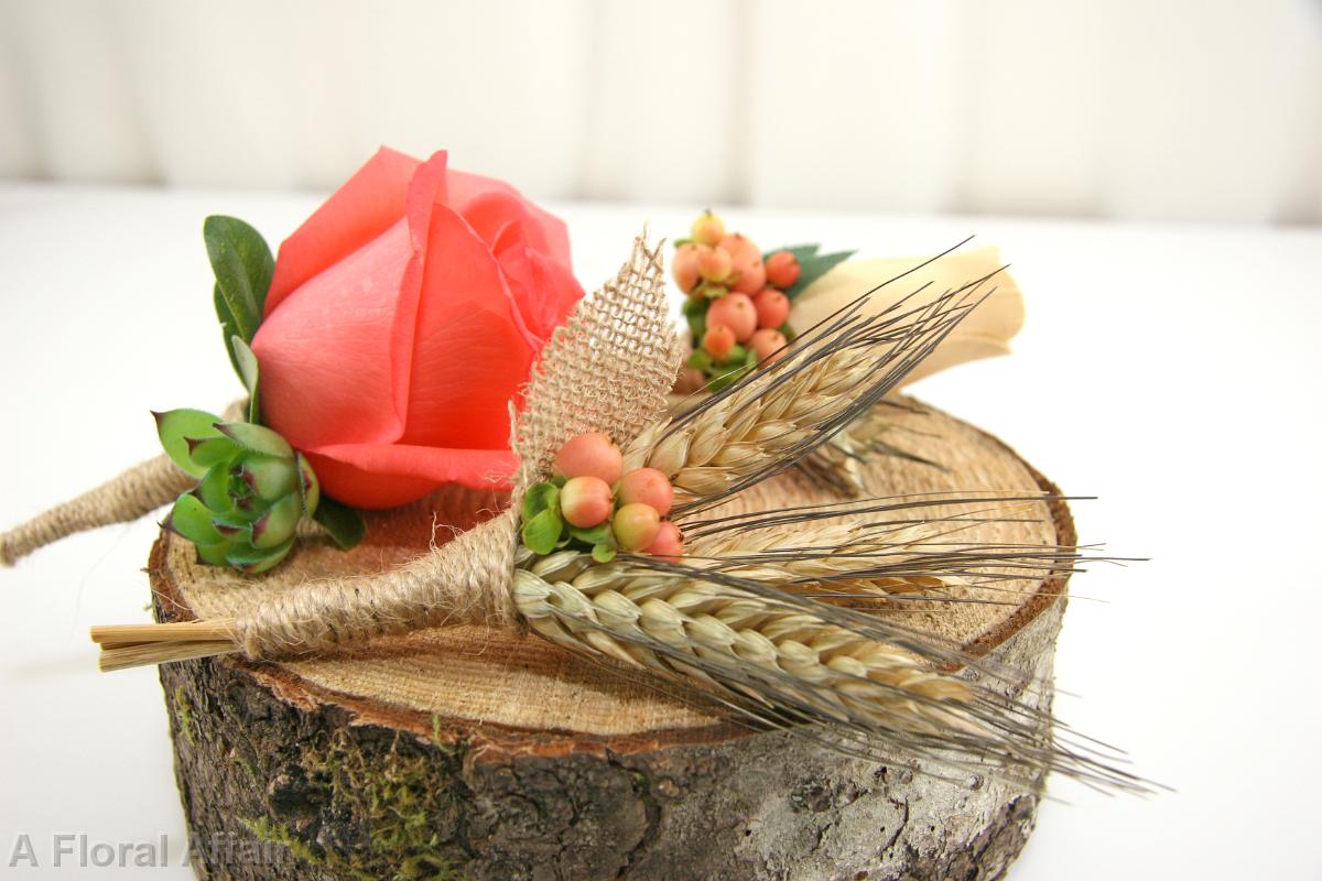 BF0604-Wheat and Burlap Boutonniere
