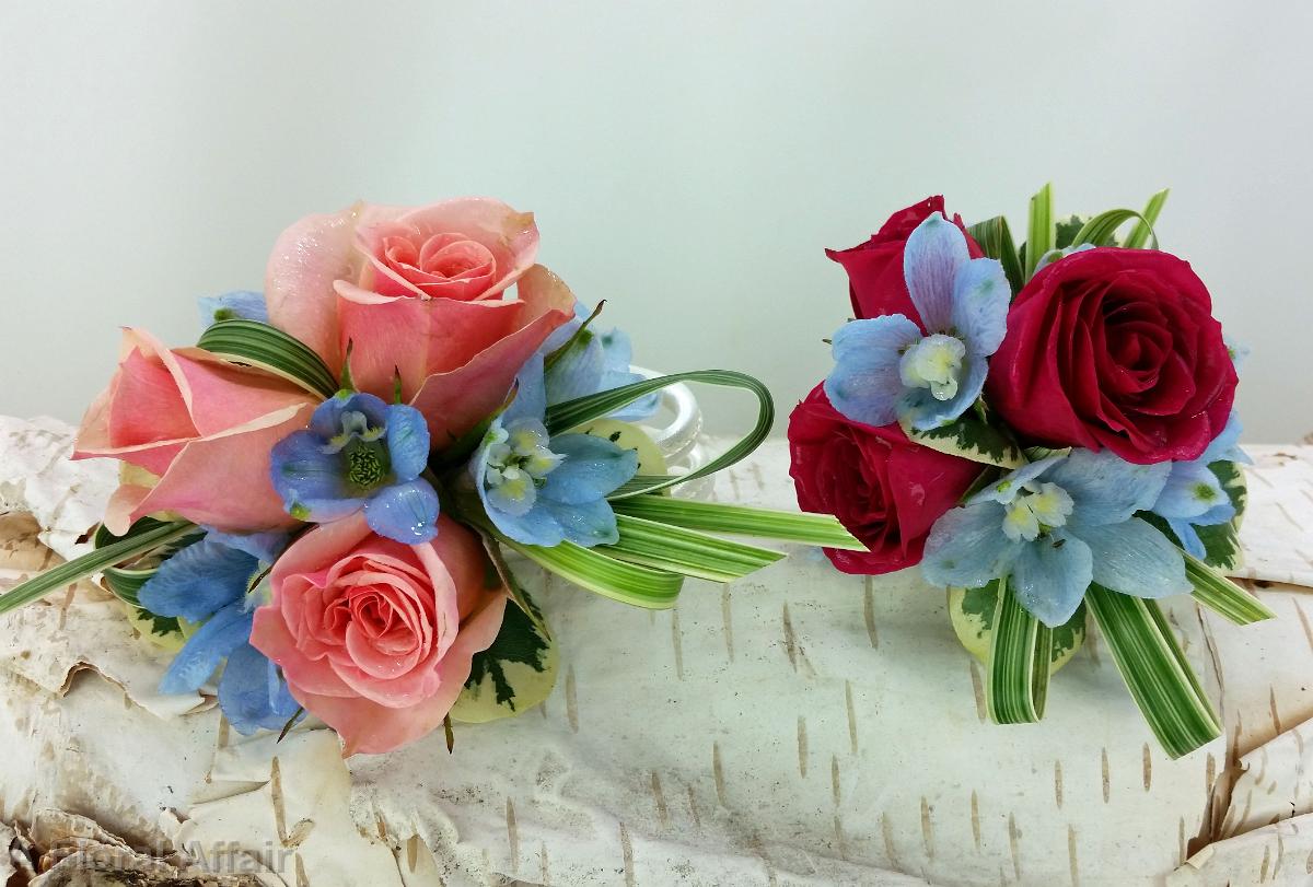 BF0727-Pink, Red and Blue Rose Corsage