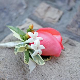 BF0447-Persimmon and White Boutonniere