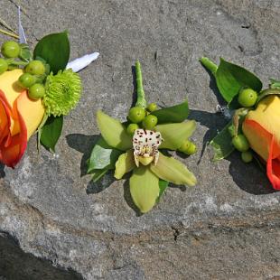 BF0569-Orange, Yellow and Green Boutonnieres