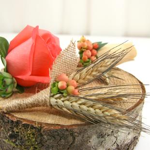 BF0604-Wheat and Burlap Boutonniere