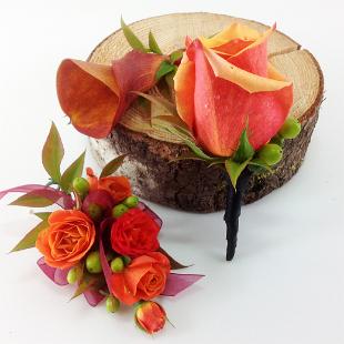 BF0629-Orange Corsage and Boutonnieres