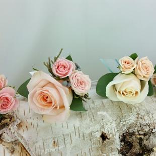 BF0723-Blush Pink and Cream Rose Boutonnieres