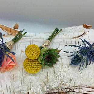BF0737-Thistle and Succulent Boutonnieres