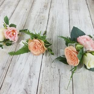 BF0774-Blush and Light Orange Boutonniere's and Corsage