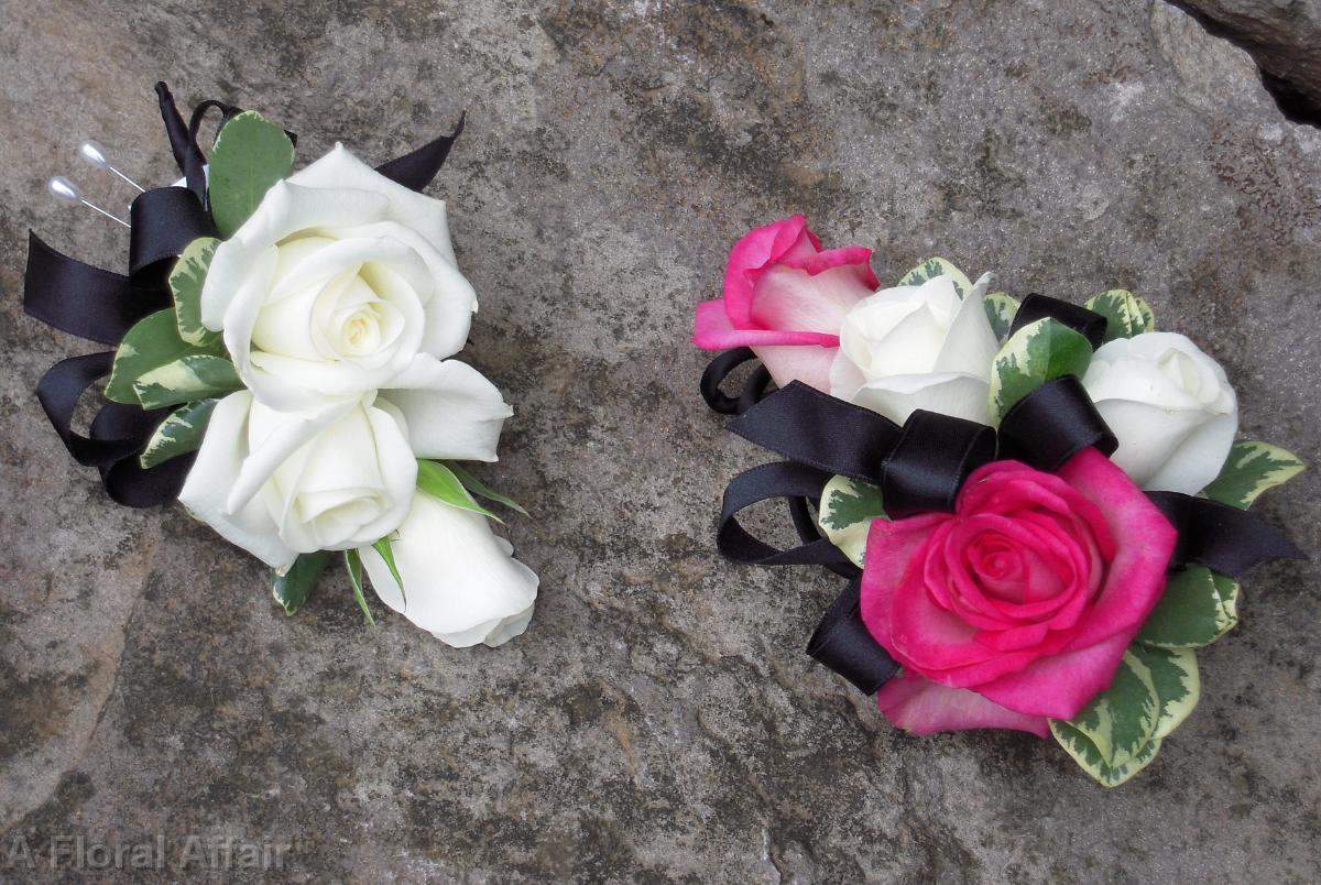 BF0388-Black,White and Pink Corsages
