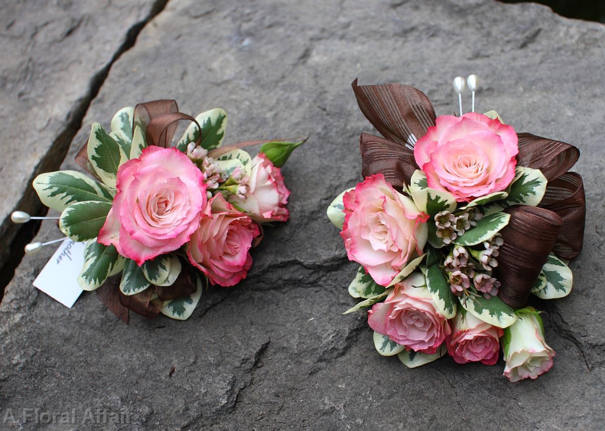 BF0435-Pink and Brown Country Corsage