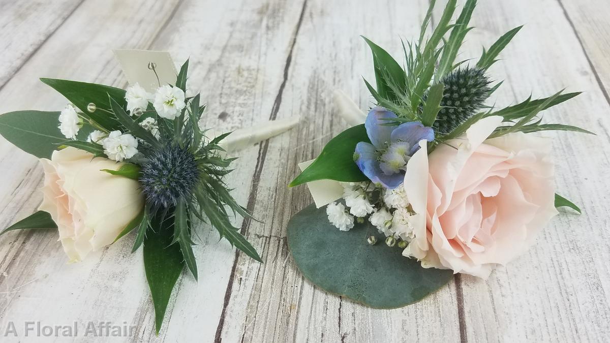 BF0776-Blush and Blue Boutonniere's