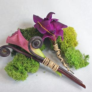 BF0475-Pink Mini Calla, and Fern Curl Boutonniere