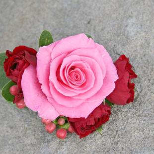 BF0590-Pink and Red Rose Corsage