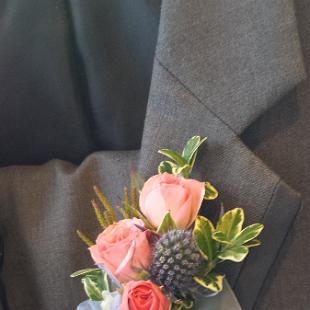 BF0645-Natural Chic Blush Pink and Blue Boutonniere
