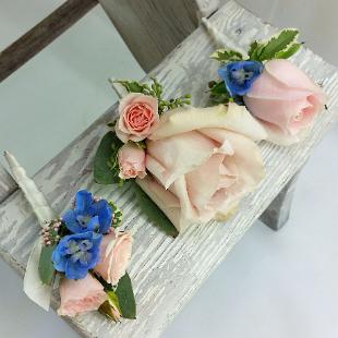 BF0711-Ballet Pink and Cornflower Rose Boutonnieres